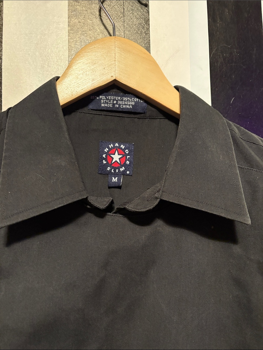 Panhandle Slim Black Men's Dress Shirt Pearl Snap Bib Front Detail Size Medium - Picture 5 of 14